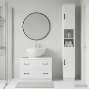 Bathroom Cabinet Set White Engineered Wood 30x31x190cm