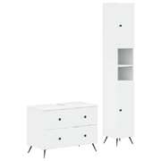 Bathroom Cabinet Set White Engineered Wood 30x31x190cm