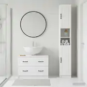Bathroom Cabinet Set White Engineered Wood 30x31x190cm