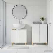 Bathroom Cabinet Set White Engineered Wood 59.5x31.5x59cm