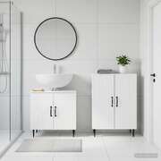 Bathroom Cabinet Set White Wood 59.5x31.5x59cm