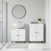 Bathroom Cabinet Set White Wood 59.5x31.5x59cm