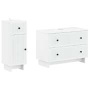 Bathroom Cabinet Set White Wood 82x41x59cm