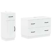 Bathroom Cabinet Set White Wood 82x41x59cm