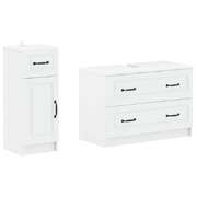 Bathroom Cabinet Set White Engineered Wood 82x41x59cm