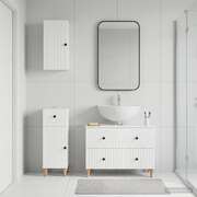 Bathroom Cabinet Set White Engineered 30x31x80cm