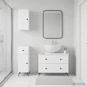 Bathroom Cabinet Set White Wood 30x31x80cm