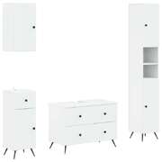 Bathroom Cabinet Set White Engineered Wood 30x31x190cm
