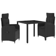 Outdoor Dining Set 3 Piece Rattan Glass Table | EXTG
