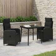 3-Piece PE Rattan Outdoor Sofa Set Black | EXTG