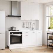 White Kitchen Cabinet Set 5 Piece Engineered Wood | EXTG