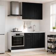 Black Kitchen Cabinet Set 5-Piece Engineered Wood | EXTG