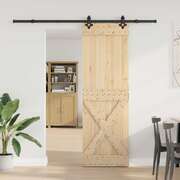 Sliding Door Pine Wood 70x210cm Natural Black | EXTG