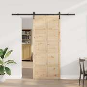 Sliding Barn Door 100x208cm Solid Pine Wood | EXTG