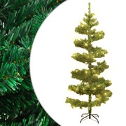 Swirl Christmas Tree with Stand and LEDs Green PVC