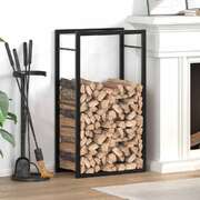 Steel Firewood Log Rack Matt Black 50x28x94cm | EXTG