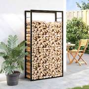 Steel Firewood Rack Matt Black 80x154cm | EXTG