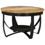 Natural Elegance: Solid Mango Wood and Iron Coffee Table