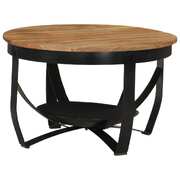 Natural Elegance: Solid Acacia Wood and Iron Coffee Table
