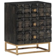 Sleek Black Mango Wood Bedside Cabinet: Functional and Elegant