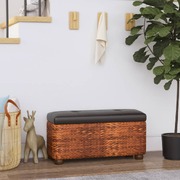 Elegant Brown Cushion Storage Benches - Set of 2 | 69 cm Cattail