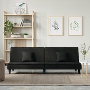 Velvet Noir Haven: Black Velvet Sofa Bed for Luxurious Comfort