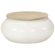 Whimsical Snowfall: White Mango Wood Coffee Table in Solid Splendor