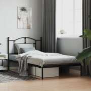Metal Bed Frame with Headboard Black - King Single