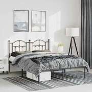 Metal Bed Frame with Headboard Black Queen