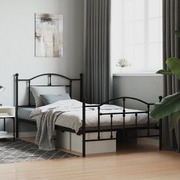 Metal Bed Frame with Headboard and Footboard Black - King Single
