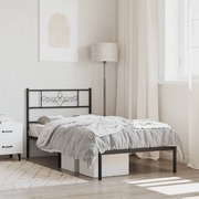 Sleek Sanctuary: Black Metal Bed Frame with Headboard King Single