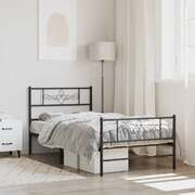 Black Metal Bed Frame with Headboard and Footboard King Single