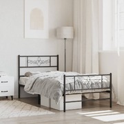 Black Metal Bed Frame with Headboard and Footboard