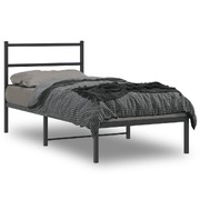 Metal Bed Frame with Headboard  Black Single