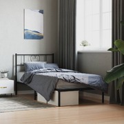 Modern Simplicity: Black Metal Bed Frame with Headboard 