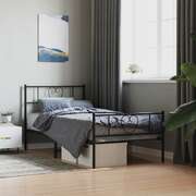 Modern Slumber: Black Metal Bed Frame with Headboard and Footboard King Single