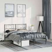 Metal Bed Frame with Headboard and Footboard-Black Queen