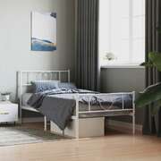 Tranquility White Metal Bed Frame with Headboard King Single