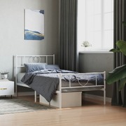 Tranquility White Metal Bed Frame with Headboard