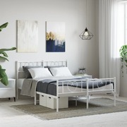 Metal Bed Frame with Headboard and Footboard-White Queen 