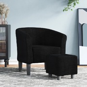 Tub Chair with Footstool Black Fabric