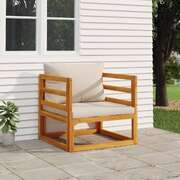 Acacia Wood Garden Chair with Light Grey Cushions