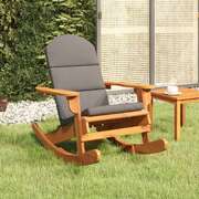 Functional Adirondack Rocking Chair with Cushions Patio Setup Evening 