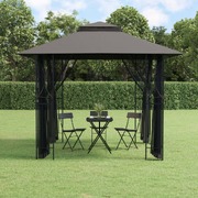 Eclipse Oasis: Steel Anthracite Gazebo with Sidewalls