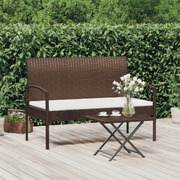 Brown Oasis: Poly Rattan Garden Bench with 105 cm Cushion
