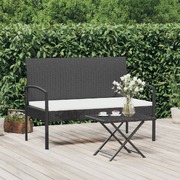 Black Oasis: Poly Rattan Garden Bench with 105 cm Cushion