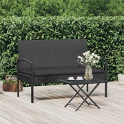 Comfort in Nature: 105 cm Black Poly Rattan Garden Bench with Cushion