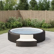 Redefine Relaxation: Set of 2 Black Poly Rattan Spa Benches with Cushions