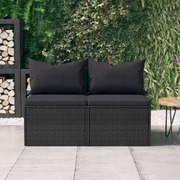 Black Poly Rattan Garden Middle Sofas with Cushions: A Pair of Stylish Comfort