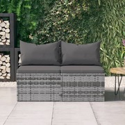 Grey Poly Rattan Garden Middle Sofas with Cushions: A Pair of Stylish Comfort